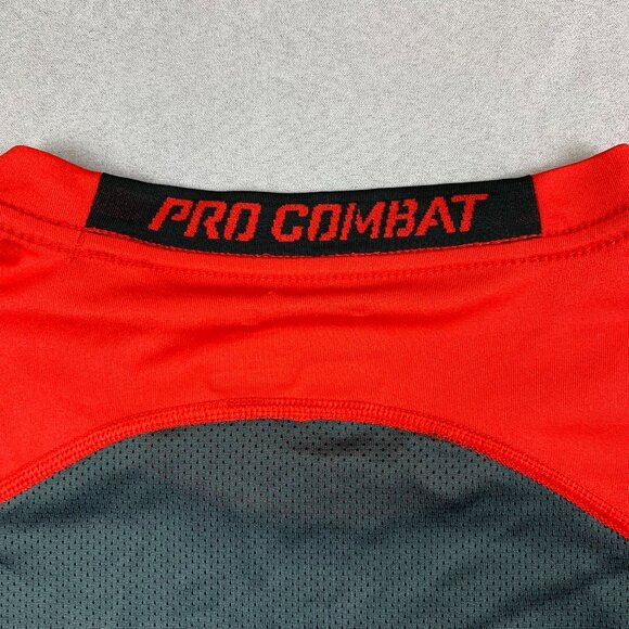 Nike Pro Combat Mens Shirt XL Fitted Red Gray Colorblock 3/4 Sleeve Swingman - Picture 10 of 11